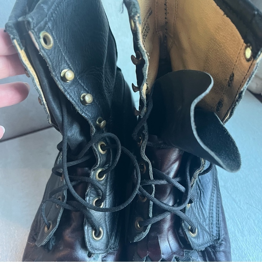 ** LAREDO vintage Black maroon Leather Roper Kiltie Boots 6.5 - Picture 12 of 12